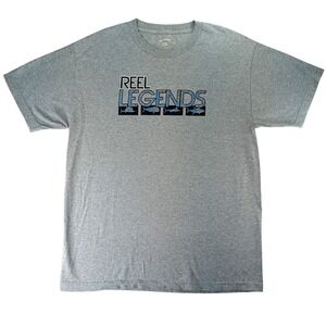 Reel Legends Gray Short Sleeve T Shirt Fishing Graphic Tee Mens L